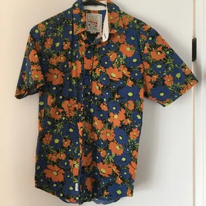 Volcom Ozzy Wrong Floral Hawaiian Shirt Mens Sz S Blue Colorful Flower - Picture 1 of 6
