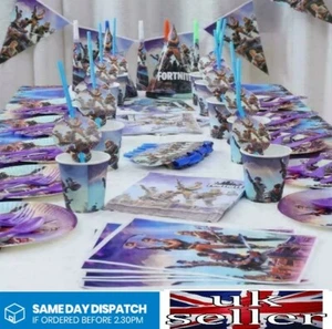Gaming Party Fortnite Battle Royale Birthday Party Supplies Plates Napkins Sets - Picture 1 of 24