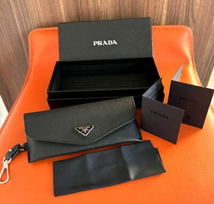 Prada Hard Sunglasses Case & Box with Card & Cleaning Cloth NEW Full Set - Picture 1 of 5