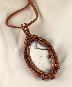 Copper Wire Wrap Pendant Dendritic Opal Handcrafted - Picture 1 of 7