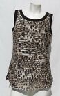 TRAVELERS by CHICO?S Black Leopard Print Scoop Neck Lined Tank Top 0 US S 4 6