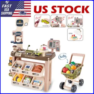 Supermarket Play Set Toy Shopping Cart Coffee Shop 64 Pcs Kids Boys Girls Gift - Picture 1 of 13