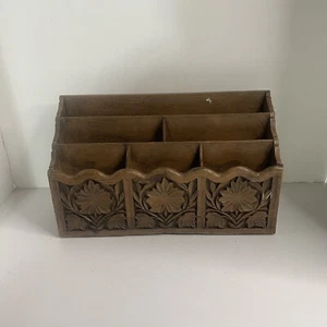 Vintage Lerner Faux Wood Desk Organizer Mail Letter Holder  - Picture 1 of 7