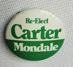 1980 Re-Elect Carter Mondale President 1 1/8" Campaign Button Collier Gr Service - Picture 1 of 2
