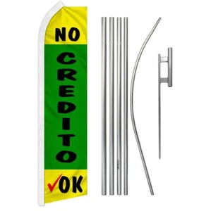 "SIN CRÉDITO OK"" Advertising Super Flag & Pole Kit de crédito" - Imagen 1 de 16