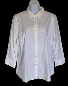 J.Crew Shirt Womens Large Button Up Stretch Perfect 3/4 Sleeve White NEW - Picture 1 of 9