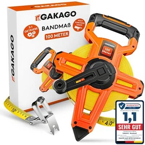Gakago Bandmaß 100m - 3-fach übersetztes Rollmaßband Maßband Masbandrolle - Bild 1 von 7