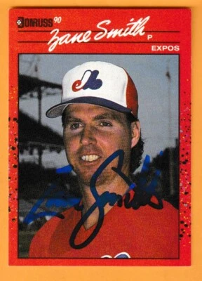 Zane Smith Montreal Expos AUTO Signed 1990 Donruss North Platte Nebraska 16L - Image 1 of 2