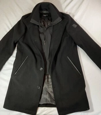 Abrigo Kenneth Cole New York Negro Mezcla de Lana Para Hombre Talla S Botón Frontal Elegante Foto 1 de 4