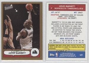2004-05 Topps Bazooka Gold Kevin Garnett #121 HOF