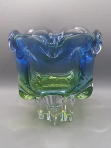 Sklarna Chribska Czechoslovakia   Art Glass Vase By Josef Hospodka 7" - Picture 1 of 13