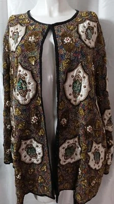 Silky Nites на Cherish винтажный черный бисером блестки официальный шикарный кардиган 24/26 - Изображение 1 из 4