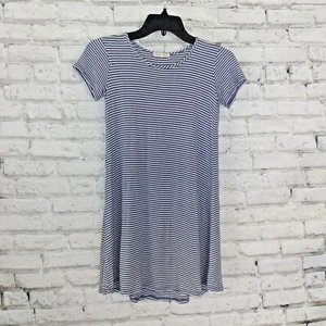 Copper Key Shirt Womens Small Blue White Striped Short Sleeve Stretchy Tunic Top - Picture 1 of 7