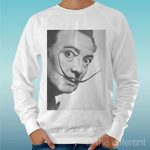 FELPA UOMO LEGGERA SWEATER BIANCO " DALì SMILE ART PHOTO " ROAD TO HAPPINESS - Imagen 1 de 1