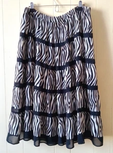 ALFRED DUNNER Womens Size 18 Boho Zebra Animal Print Skirt Pull On & Lined - Picture 1 of 7