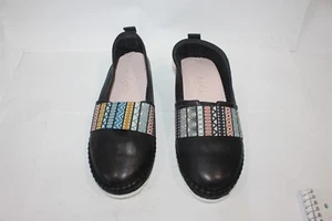 Shoes Slip On Wedge Comfort Black with Multi Color Band SZ US 8 EUR 39 Women's - Picture 1 of 9