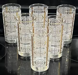 6 vasos Libbey Highball filigrana dorados y blancos marroquíes imperiales 12 oz vintage - Imagen 1 de 15