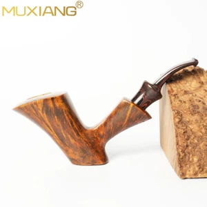 MUXIANG Bruyère Poker Tabakpfeife Holz glatt Freihandpfeife Cumberland Stiel - Bild 1 von 13