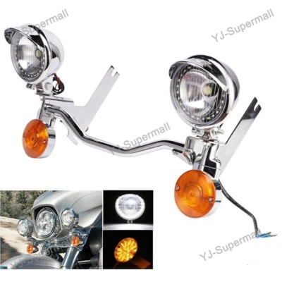 Fit For Harley Street Glide Auxiliary Fog Passing Light Brackets & Turn Signals - Imagem 1 de 4