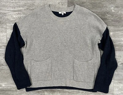 Suéter Pullover de Bolsillo Parche Harper Bloques de Color Azul Gris Madewell para Mujer Talla L Foto 1 de 4