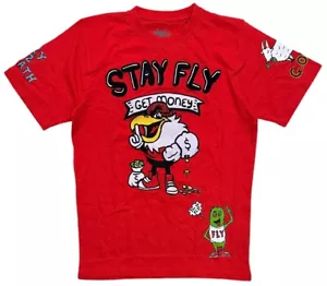 T-shirt maglietta Born Fly uomo Get Money ricamata in feltro grafica rossa premium - Foto 1 di 3