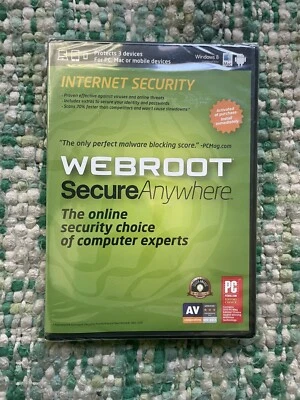 Webroot Secure Anywhere Internet Security WINDOWS 8 Compatible PC Mac or Mobile - Image 1 of 2