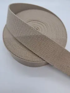 Cotton Webbing Tape Belting WW2 Fabric Strap Bag Making 25mm 38mm 50mm KHAKI - Picture 1 of 4