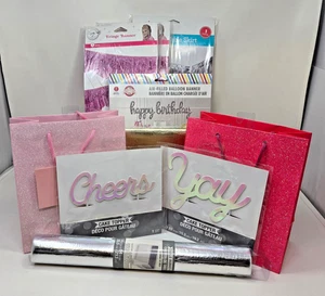 NEW! 10 PC Pink & Silver Dolly Parton Birthday Party Supplies - Balloon Banners+ - Picture 1 of 10