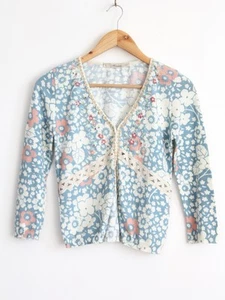 Blumarine Flower Pattern Cardigan 3/4 Sleeve, Size 42 - Picture 1 of 10