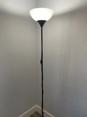 Standing LED Lamps with White Plastic Shade, Black Torchiere, Blub Included - Image 1 of 2