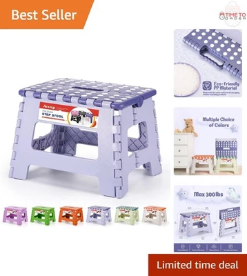 9 Inch Plastic Folding Step Stool 300 LB Capacity Compact Lightweight Safety - Image 1 of 4