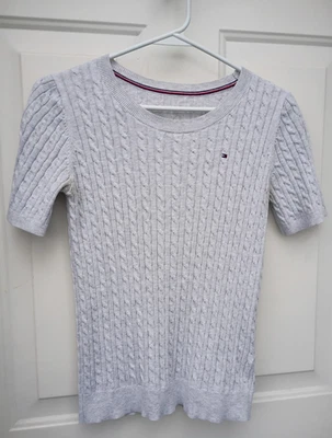 Suéter Tommy Hilfiger Manga Corta Gris Cable XS Foto 1 de 4
