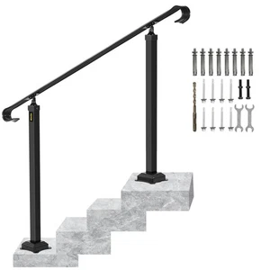 VEVOR Handrails for Outdoor Steps, Fit 3-5 Steps Outdoor Stair Railing, Wrought - Picture 1 of 1