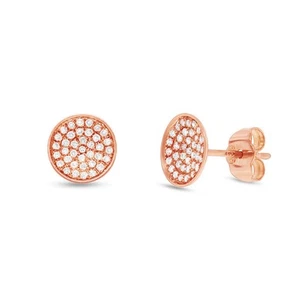 0.19ct Round Brilliant Cut Convex Disc Stud Earrings in 14k Rose Gold - Picture 1 of 1