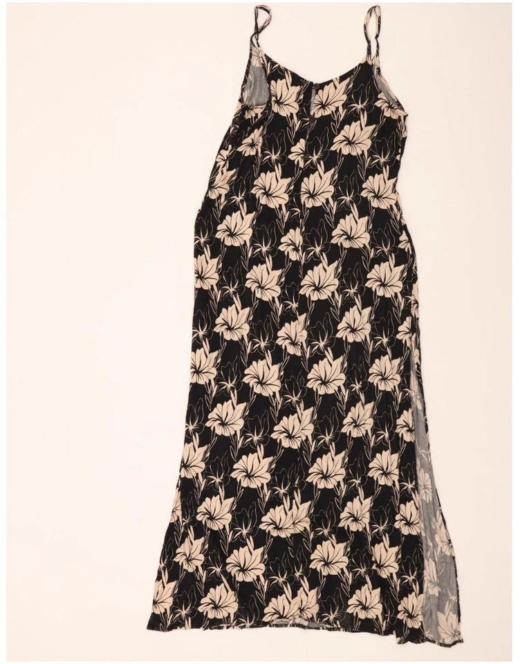 O'NEILL женщин без рукавов макси платье Великобритании 18 XL черный цветочный вискозы DA26 - Изображение 1 из 3
