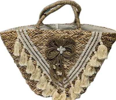 Bolso de Mano Grande Tejido de Ratán Paja Bolso de Playa Cesta Boho Foto 1 de 4