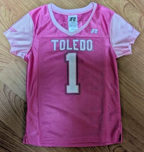 Girls University Toledo Rockets Youth Small 6 6X Football Jersey Pink Nice OH - Picture 1 of 3