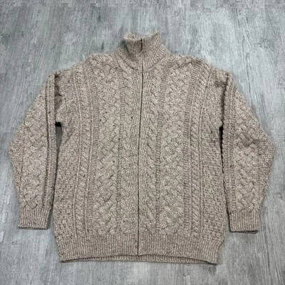 SUÉTER CARRAIG DONN ARAN ADULTO GRANDE CREMALLERA COMPLETA 100% LANA AVENA LANA TRAPO Foto 1 de 4