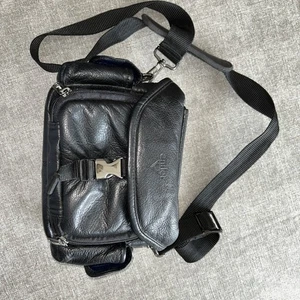Vintage Antler Black Leather Camcorder Bag Camera Case Adjustable Shoulder Strap - Picture 1 of 2