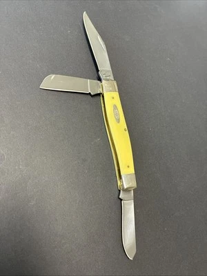 CASE XX  YELLOW DELRIN 3X PREMIUM STOCKMAN KNIFE USA 3375 CV - Image 1 of 4