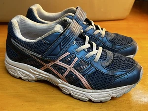 Size 2 Kids ASICS Girl's Pre Contend 4 Blue pink Running Shoes Athletic Sneakers - Picture 1 of 9