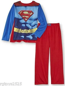 Justice League Superman Costume Pajamas 3pcs set w Cape Size 8 Med New Sleepwear - Picture 1 of 4