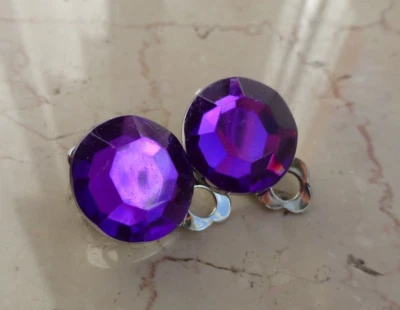 Ohrclips Strass lila crocus Rockabella Retro Look Vintage 50er 50ies Rockabilly - Bild 1 von 2