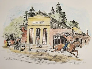 Folsom Wells Fargo Pony Express Assay Office Mining George Mathis Print 1970s - Picture 1 of 5