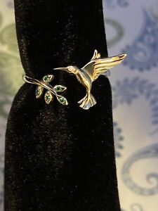 Sweet 3D Hummingbird Ring In Sterling Silver 6+(semi Adjustable)