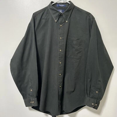 Camisa Hunt Club Para Hombre Talla Grande Abotonada Gris Negra Manga Larga HC Crest Logo Foto 1 de 4