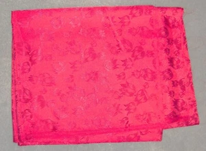 Bright Red Silky Floral Woven Fabric - 1 1/2+ yards - New - Very Pretty! - Picture 1 of 1