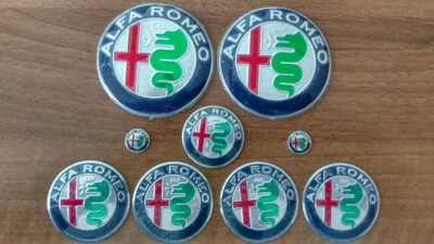 FULL Set of 9pcs Alfa Romeo NEW DESIGN GIULIA style emblem badge logo insignia - Image 1 of 3