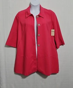 Coldwater Creek Size P12 Women's Pink Blazer Snap Buttons 3/4 Sleeve Coat Jacket - Picture 1 of 15