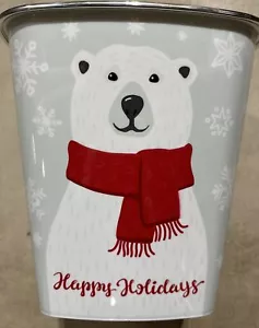 Christmas Polar Bear Trash Can Happy Holidays Bathroom Office Trash Garbage Bin - Picture 1 of 1
